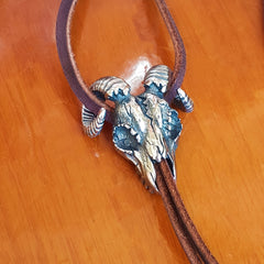 Titanium Steel Skull Bolo Tie Animal Horns Goat Gothic Cosplay Necktie