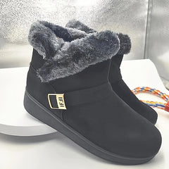 Women's Winter Faux Fur Ankle Boots Round Toe Side Zipper Short Boots