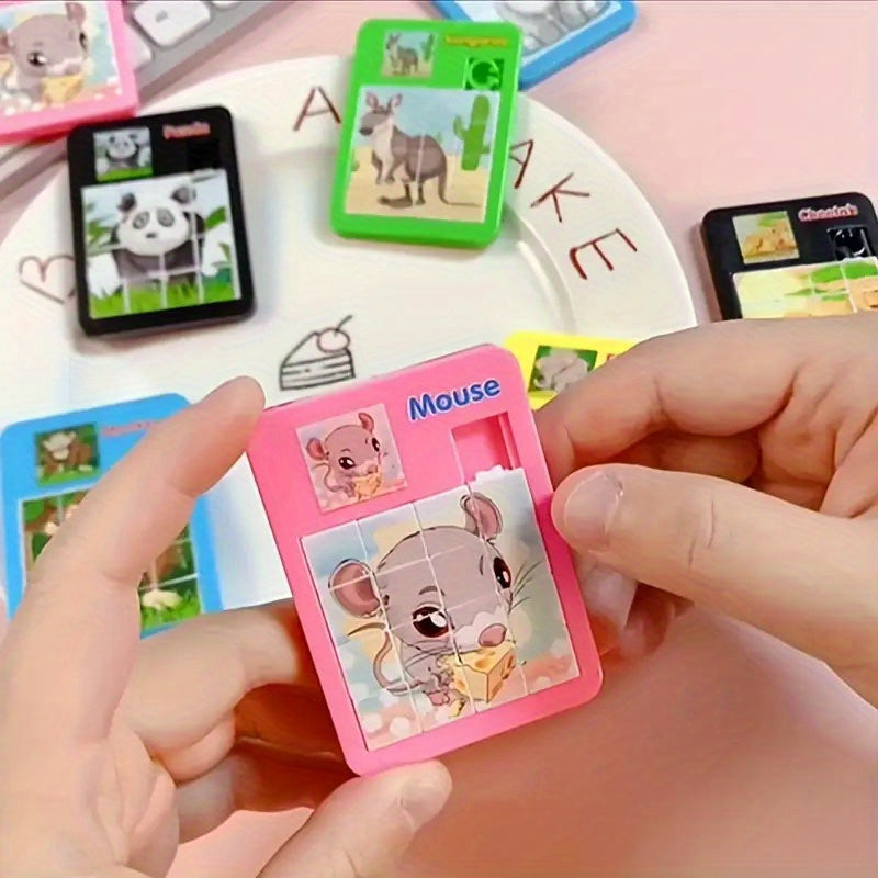 6pcs Sliding Puzzle Toys for Ages 6 Cartoon Animal Slider Puzzles