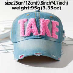 Patch Denim Baseball Cap Distressed Sun Hat Lightweight Adjustable Y2K Dad Hats