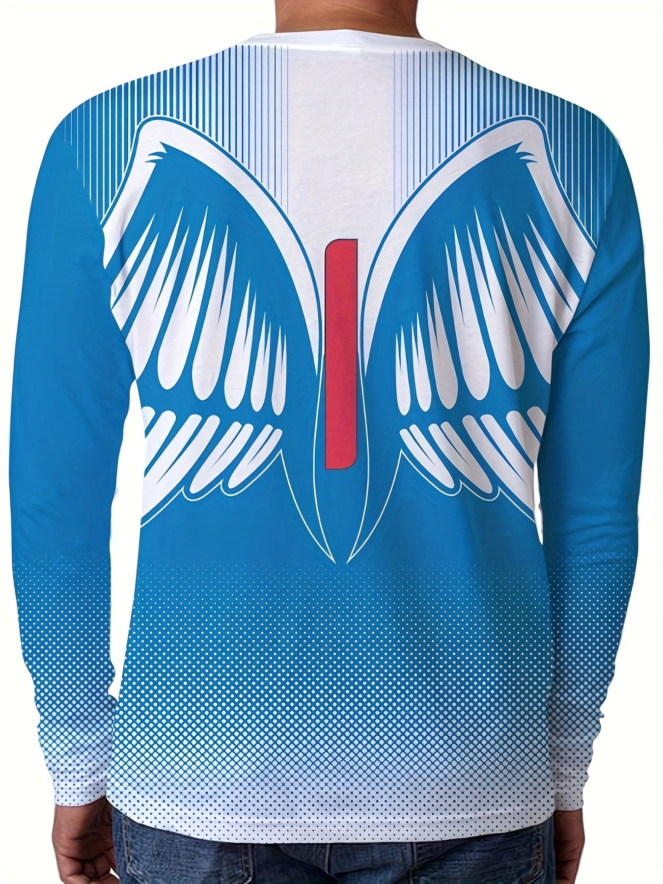 Pattern Print Men's Graphic Crew Neck Long Sleeve Active T shirt