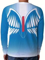 Pattern Print Men's Graphic Crew Neck Long Sleeve Active T shirt