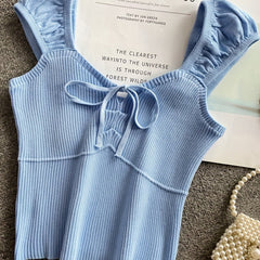 Ribbed Knotted Tank Top for Women