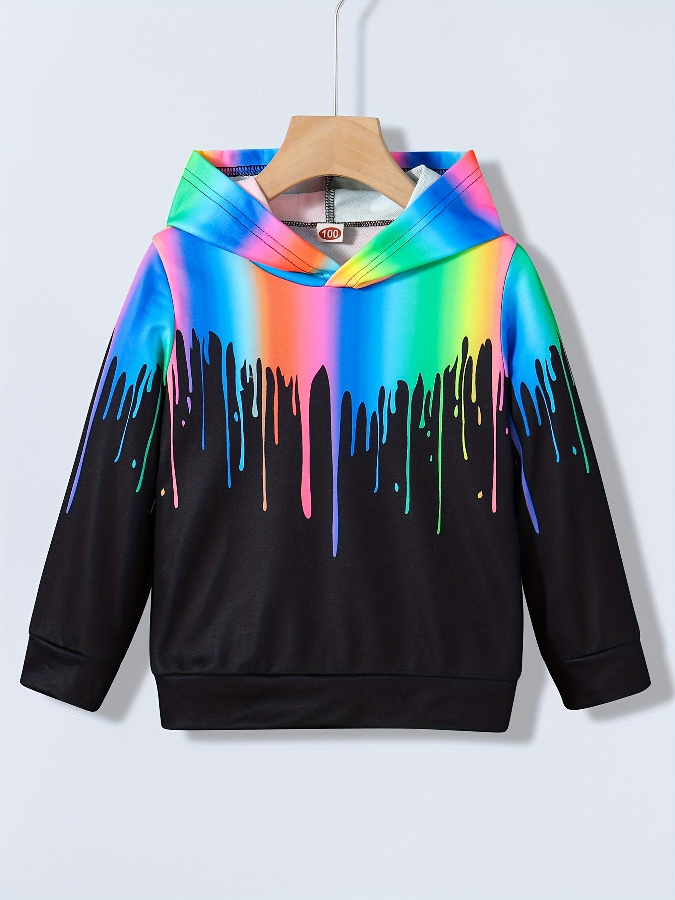 Colorful Print Boys Hooded Sweatshirt for Spring Fall
