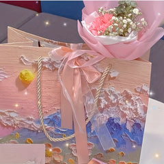 2pcs 3D Pink Gift Bags - Art Painting Style - Women Shopping Part