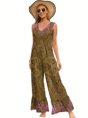 Floral Print Sleeveless Jumpsuit for Women