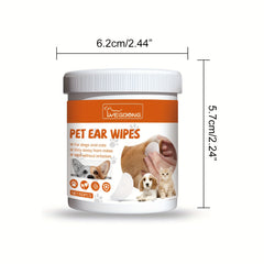60pcs Box Pet Ear Wipes for Dogs and Cats - Ear Mite Cleaning Wipes