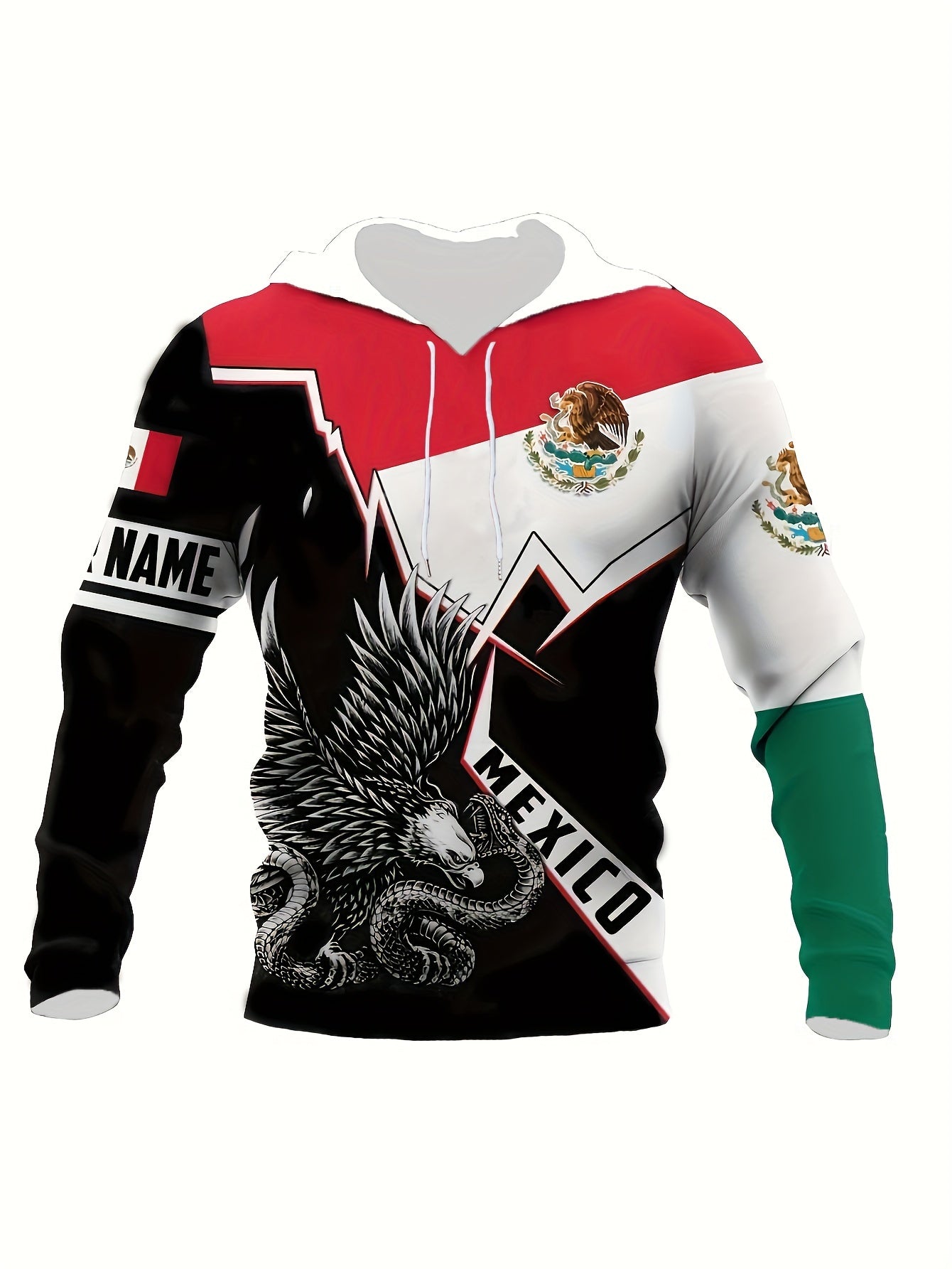 Mexican Eagle Print Men's Hooded Sweatshirt