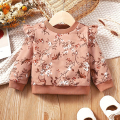 Baby Floral Print Long Sleeve Sweatshirt Kid's Casual Pullover Tee Top