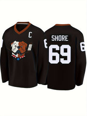 Men's Dog Pattern Long Sleeve Ice Hockey Jersey