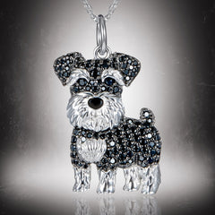 Schnauzer And Rhinestone Pet Pendant Necklace Dog Animal Jewelry