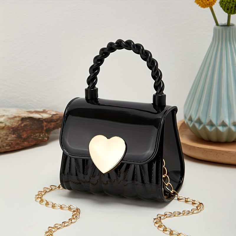 Girls Mini PVC Handheld Bag with Love Decoration for Party & Holiday