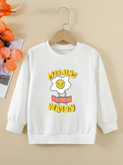 Fun Fried Eggs Graphic Girls Sweatshirt Casual Comfort Fit Kids Tops Pullover