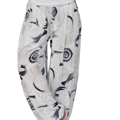 Boho Geometric Print Ruched Harem Pants Casual Bohemian Pants
