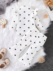 Baby Girls Love Heart Print Top Trousers Set