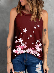 Floral Graphic Halter Tank Tops Summer Sleeveless Shirts Women's Clothing