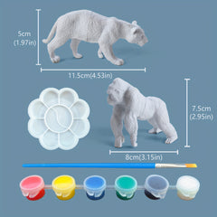 Kids Painting Set with 2 Big Animals, 6 Colors, Brush, Palette