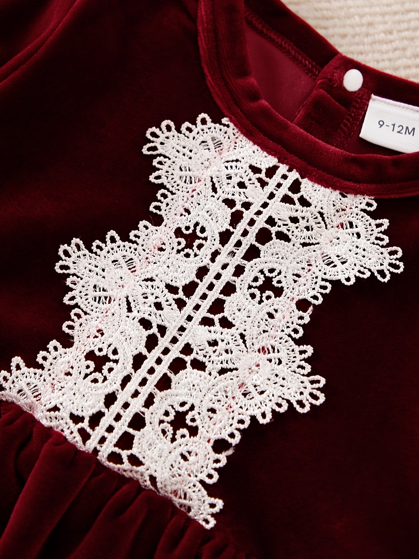 Baby Girls Lace Pleated Dress Fleece Thick Long Sleeve Dress