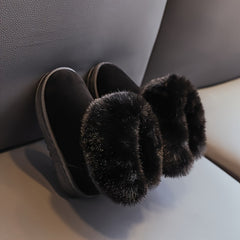 Girl's Furry Solid Snow Boots Warm Cozy Non slip Ankle Boots