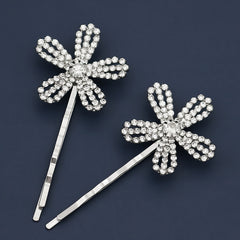 Silvery Flower Hair Pins Set Of Hair Pins Flowers