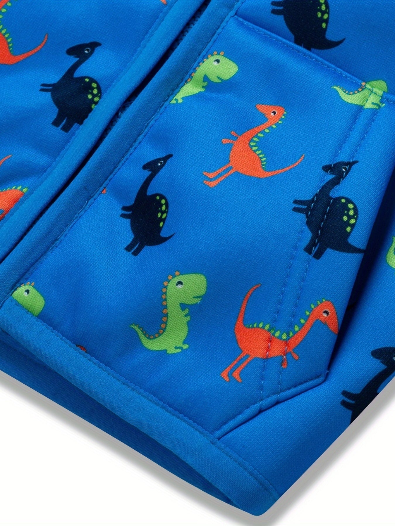 Kid's Dinosaur Print Fleece Jacket Hooded Coat