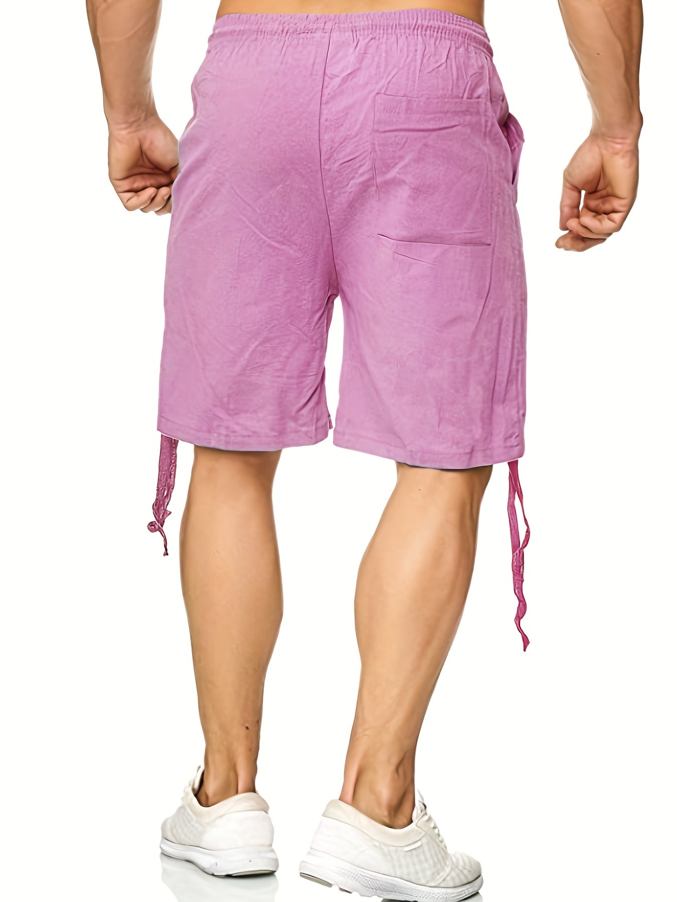 Men's Casual Solid Waist Drawstring Linen Shorts For Summer