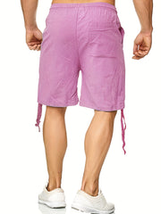 Men's Casual Solid Waist Drawstring Linen Shorts For Summer