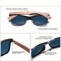 Walnut Wood Sunglasses Rimless Polarized Lenses UV400