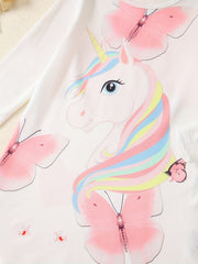 Unicorn Tee Dress Toddler Girls Long Sleeve Party Nightgown