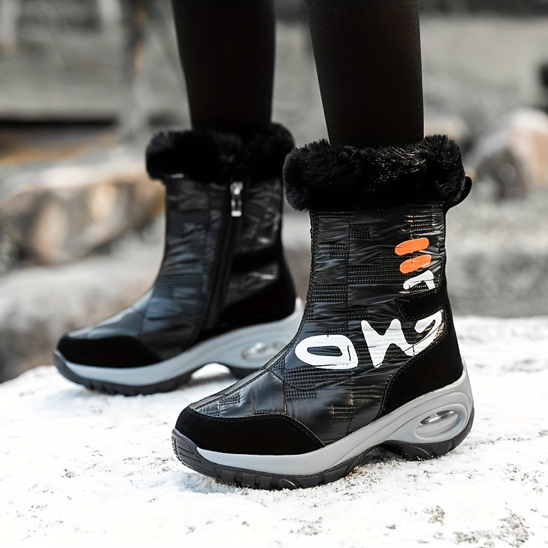 Women's Winter Fleece Lined Snow Boots Non Slip Outdoor Mid Calf Boots
