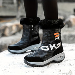 Women's Winter Fleece Lined Snow Boots Non Slip Outdoor Mid Calf Boots