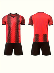 2Pcs Boys Soccer Jersey & Shorts Set, Quick Dry Football Clothes