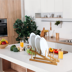 Wooden Dish Rack Bamboo Drying Stand Pot Lid Holder Kitchen Organizer