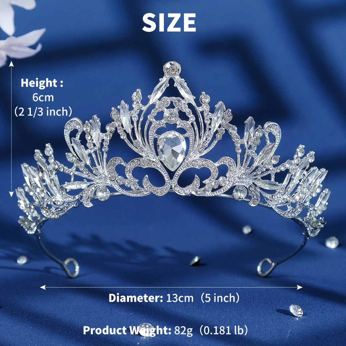 Vintage Silver Bridal Crown Stone Wedding Crown