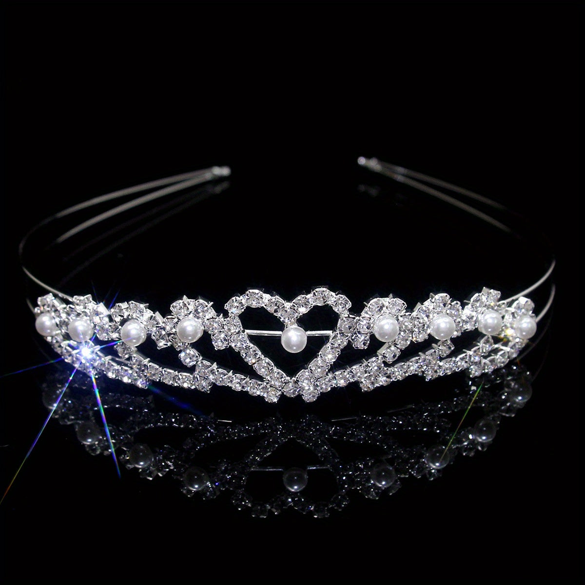 Rhinestone Heart Headband Queen Crown Tiara Hair Accessories