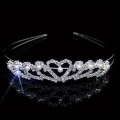 Rhinestone Heart Headband Queen Crown Tiara Hair Accessories