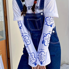 Sunflower Print Long Gloves UV Protection Sleeves Women