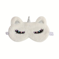 Cartoon Rainbow Horse Blindfold Soft Blackout Plush Eye Mask