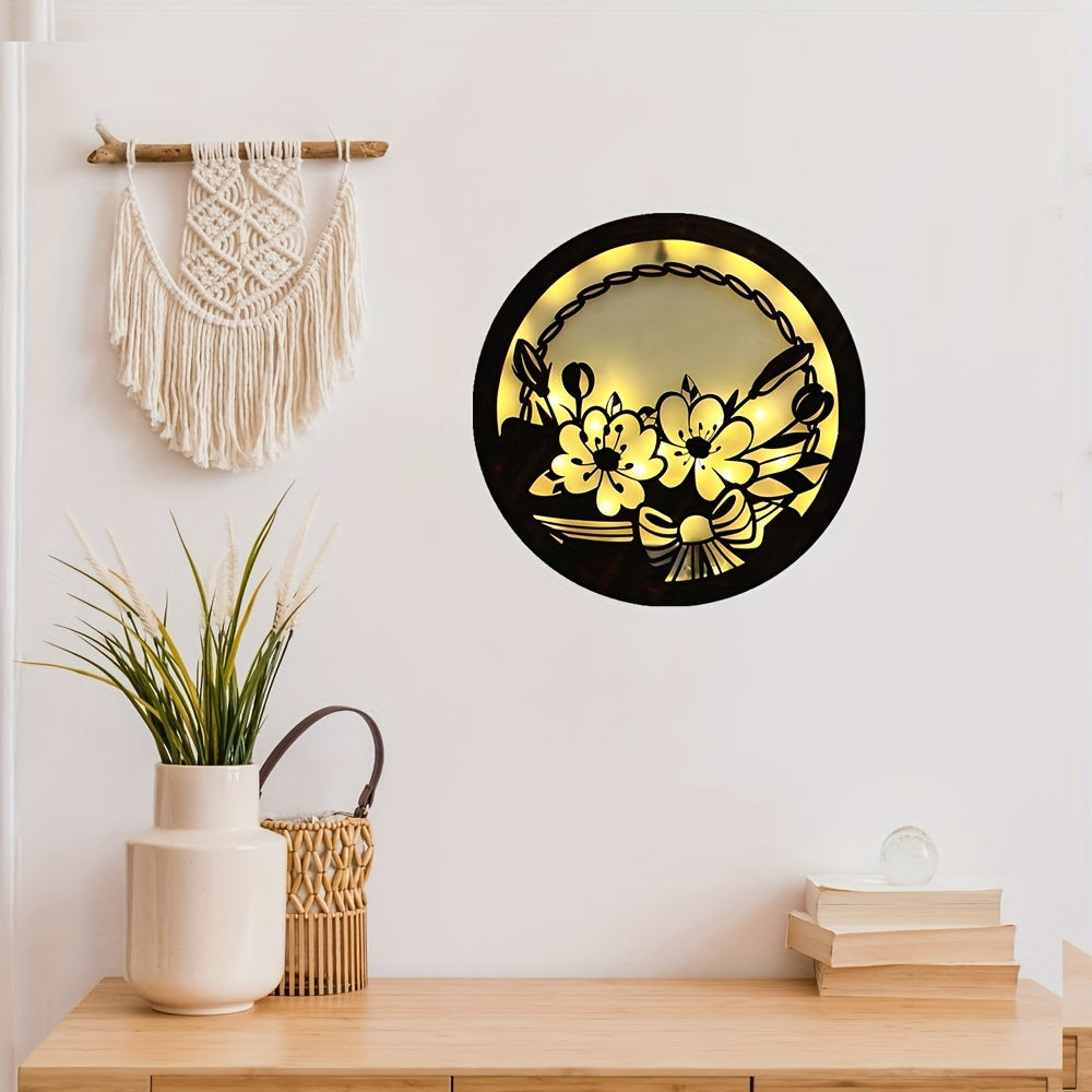 LED Lamp Fairy Tale Story Shape Retro Wooden Hanging Wall Sticker
