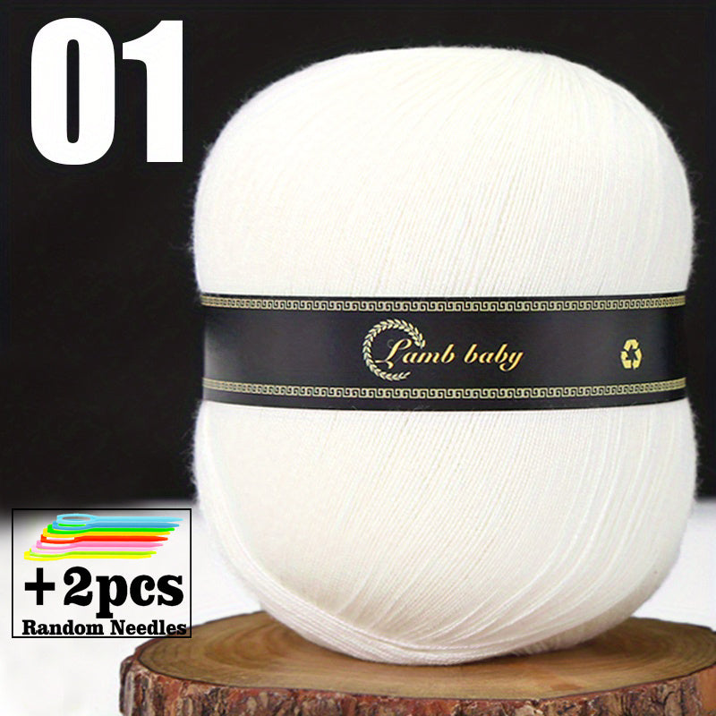 Solid Silk Yarn & Green Needles Set for Crocheting Knitting - 150g