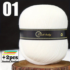 Solid Silk Yarn & Green Needles Set for Crocheting Knitting - 150g