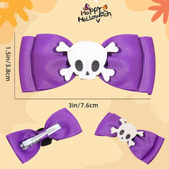 2pcs Halloween Double Bow Hairpin for Girls