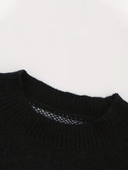 Goth Skull Print Sweater Long Sleeve Round Neck Stretch Jumper