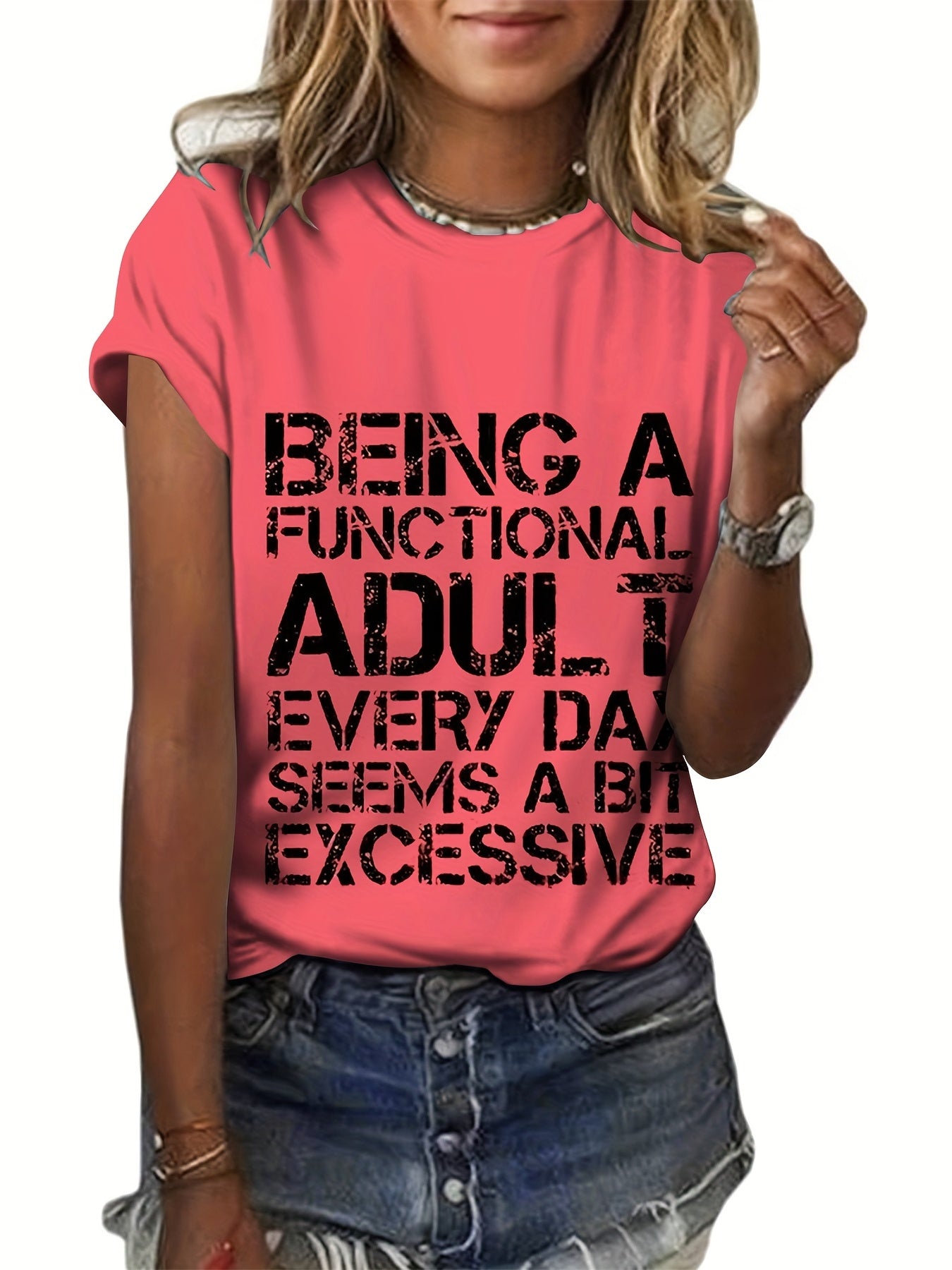 Casual Sports Letter Pattern T-shirt Short Sleeve Women's Tops