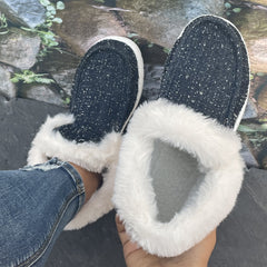 Women's Winter Warm Round Toe Sneakers Lightweight Non-slip Lace Up Flat Shoes