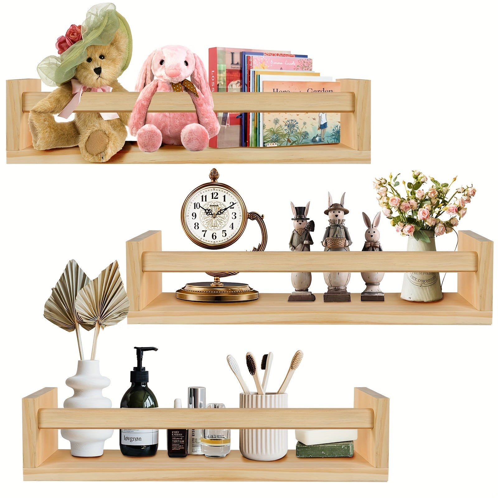 Floating Wall Bookshelves for Nursery & Playroom Decor