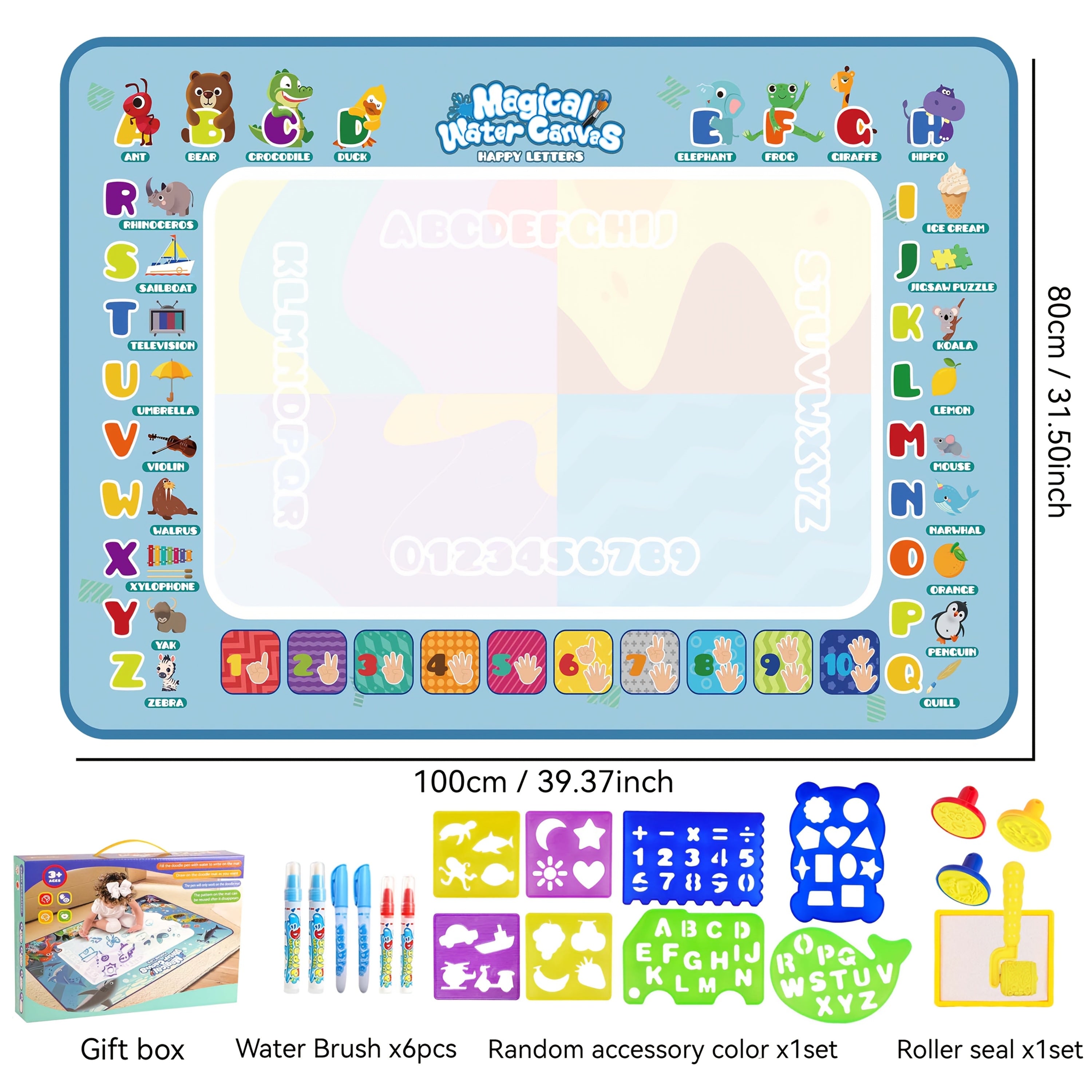 Kids Watercolor Canvas Doodle Painting Mat Toy