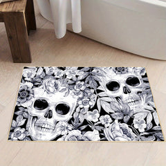 Skull Bath Mat And Skulls Rug Floral Door Mats Entryway Rugs