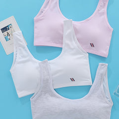 3pcs Girls Training Bra No Steel Ring Stretchy Sports Bralette Sleeveless