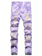 Boys Tie Dye Slim Jeans Denim Pants Street Hip Hop Style For Spring And Autumn
